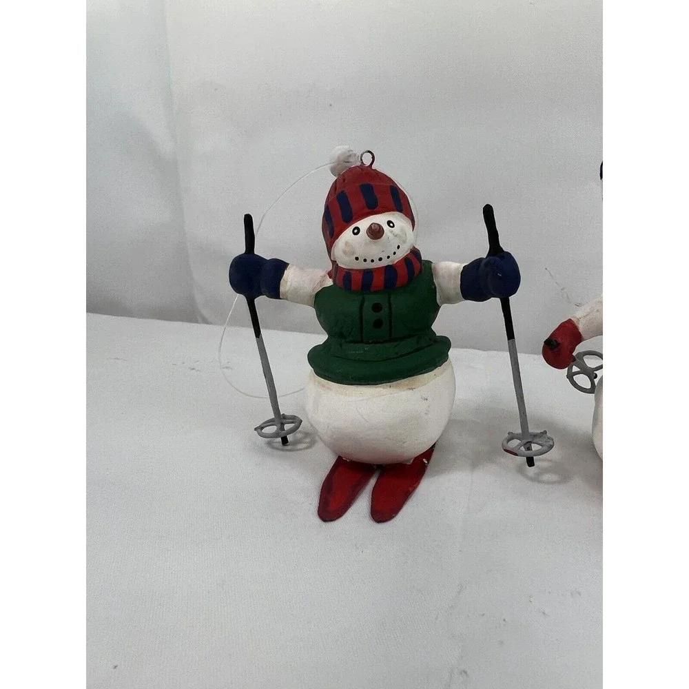 Lot Of 3 Department 56 Christmas Ornaments Skiing Snowmen NOS VTG Retired - Picture 2 of 7